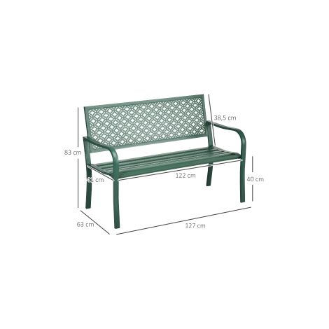 Banc de jardin vert foncé 127 x 63 x 83 cm avec charge 280 kg et structure résistante aux intempéries pour terrasse et jardin (1/5)