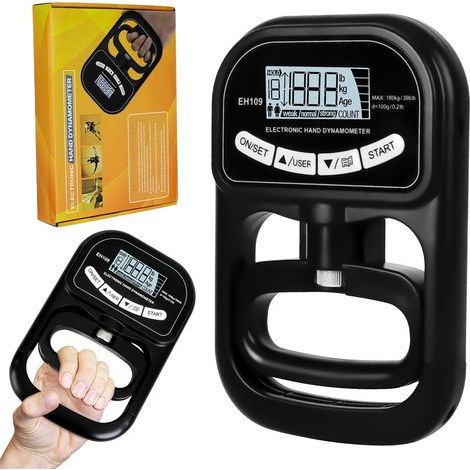Dynamomètre numérique portable 120 kg, testeur de force de préhension, écran LCD, recharge USB, idéal pour les athlètes et l'entraînement à domicile (1/5)