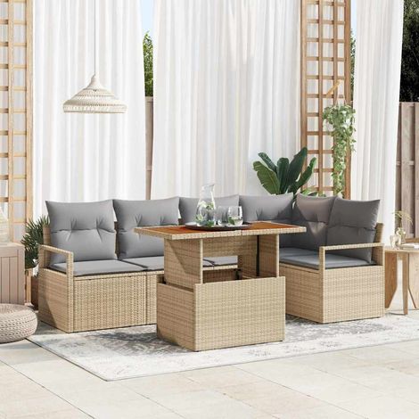 Gartensofa-set 6 Stk. 5-Sitzanzahl Beige und Grau vidaXL (1/5)