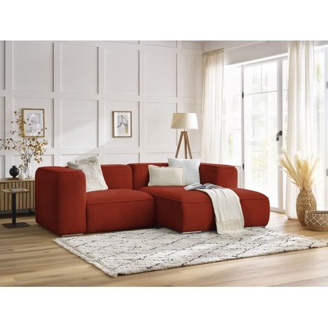 BOBOCHIC - Canapé d'angle fixe compact ZEPHYR Angle droit Orange (1/5)