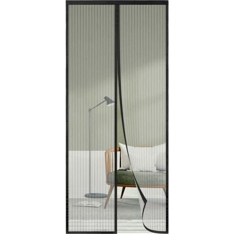 Moustiquaire Porte Fenetre 180x220, Toutes les Tailles de Rideau Moustiquaire Magnétique, Noir Moustiquaire de Haute Qualité, Facile