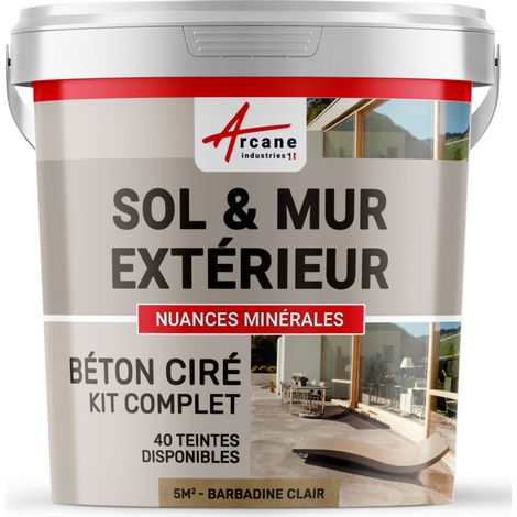 BETON CIRÉ: KIT KUNSTHARZ-BETONBESCHICHTUNG FÜR DRAUSSEN - Böden, Wände, Terrassen, Balkone, Treppen - Barbadine-Hell - 5 m²-Kit (2 Schichten)