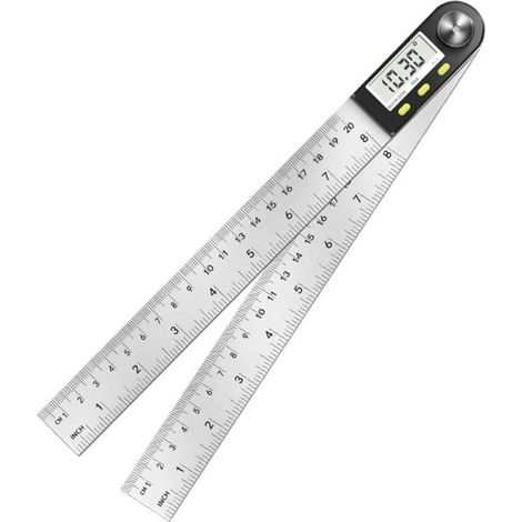 Digitaler Winkelmesser, Winkelmessung von 0° bis 360°, Winkelmesser aus Edelstahl mit LCD-Anzeige, Edelstahl-Lineal für Holzbearbeitung, Hausaufgaben und Bauarbeiten (1/4)
