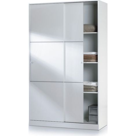 Armario 2 puertas correderas estantes 120 blanco brillo (1/2)