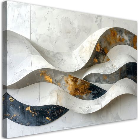 Quadro su tela, Onde astratte in tonalità di grigio, 90x60 (1/5)