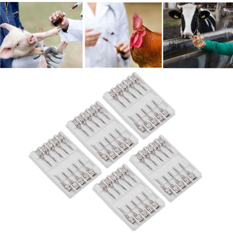 Vente d'aiguilles d'injection vétérinaires en acier inoxydable (5 boîtes/paquet), y compris des aiguilles pour animaux de compagnie et volailles, et des aiguilles 1215 pour bovins et porcs. (1/5)