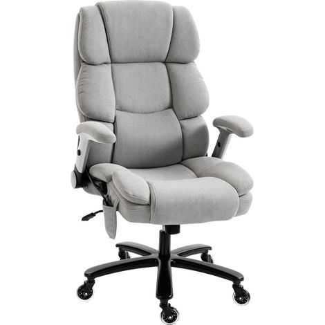 Sedia da ufficio con supporto lombare ad aria e braccioli ribaltabili grigio chiaro (1/4)