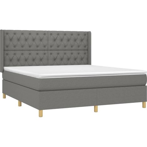 Struttura letto LED con testiera boxspring materasso 160x200 cm tessuto grigio scuro TDL0208338