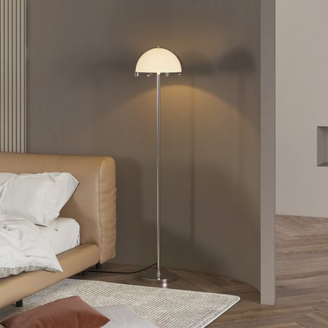 Moderne Stehlampe mit doppelwandigem Lampenschirm, E27 LED 40W, geeignet für Wohnzimmer, Lounge und Schlafzimmer, aus Metall und Acryl, 150 cm, Weiß