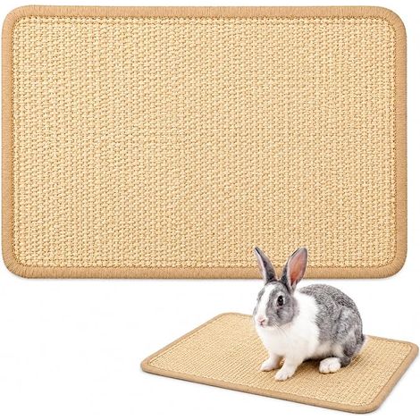 Tapis en Sisal, 20x40cm Tapis Griffoir Tapis Cage Soin des Griffes et des Dents, Jouets Dormir et Nidifier pour Lapins Chats et Petits (1/5)