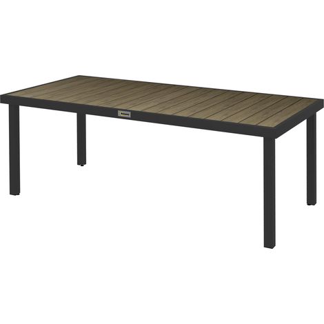 Table de jardin Outsunny en aluminium 190 x 90 cm, résistante aux intempéries, aspect bois, antidérapante, idéale pour 8 personnes, balcon, terrasse ou jardin. (1/5)