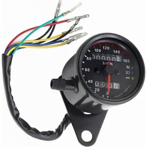 Compteur de vitesse numérique 12V pour moto, indicateur de kilométrage universel avec rétroéclairage LED bleu (1/5)