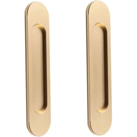 Selbstklebende ovale Schiebetürgriffe für Scheunentüren, Fenster und Schränke, aus Aluminiumlegierung (2 Stück, goldfarben) (1/5)