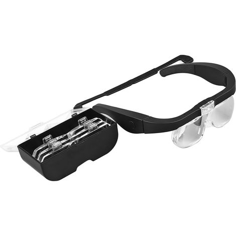 Loupe frontale rechargeable LED pour travaux de précision, lunettes grossissantes avec verres 1,5x 2,5x 3,5x 5x et 2 éclairages (1/5)