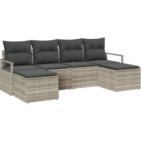 Maison Exclusive - Sofa Set 6 pcs Hellgrau Poly-Rattan