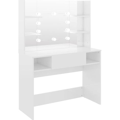 Maison Exclusive - Toeletta con Luci LED 100x40x135 cm in MDF Bianco Lucido (1/5)