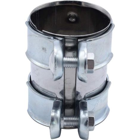Conector de abrazadera para tubo de escape de 55 mm, abrazadera doble de acero inoxidable para tubo de escape. (1/5)