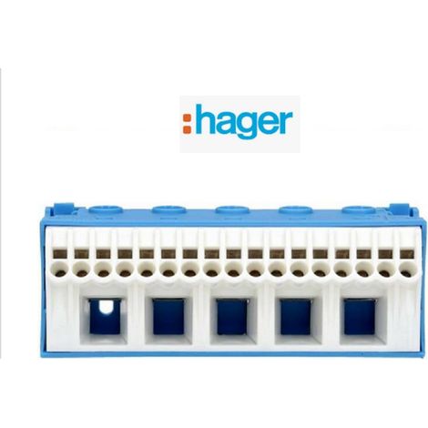 Bornier de neutre sans vis 17x4 mm² + 5x25 mm² Hager KN22N (1/5)