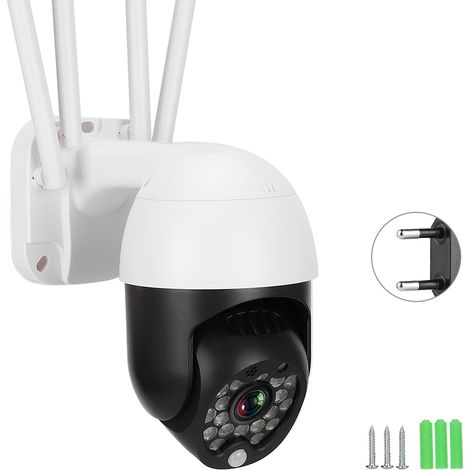 Caméra de surveillance extérieure WiFi 1080P, 18 LED infrarouges, rotation panoramique/inclinaison, IP66, mini dôme, prise UE, 110-240V (1/5)