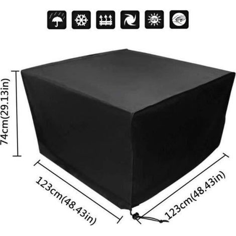 Housse de Protection Jardin - Bâche Étanche pour Meuble Extérieur - Polyester Oxford 123 x 123 x 74 cm - 1 Pièce (1/3)