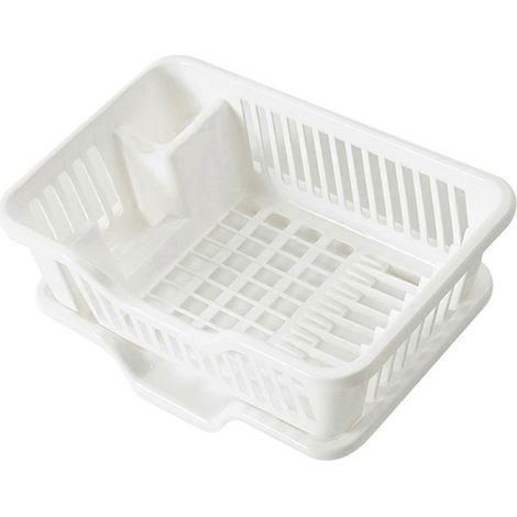 Égouttoir à vaisselle avec plateau égouttoir - Organisateur de comptoir - Blanc (1/5)
