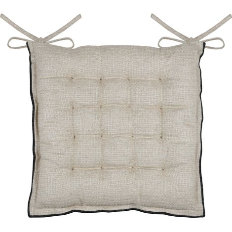 Galette de chaise en poly-lin avec finitions passepoil Naturel 38x38 cm