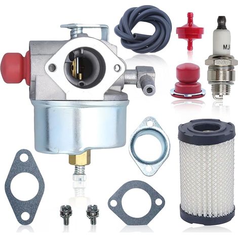 Kit de Carburateur pour Tecumseh TVS75 TVS100 TVS100 ECV100 LAV30 LAV35 avec Carburateur + Pompe d'amorcage + Filtre à huile + Bougies d'allumage + Filtre à air + Conduite de carburant 632795A (1/4)