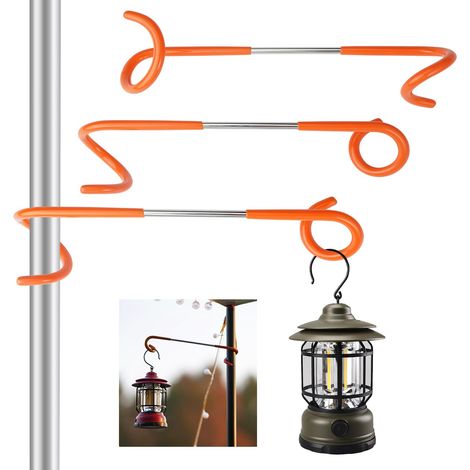 3 Pièces Crochet Suspension, Crochet de Lanterne pour Camping, Crochets de Lampe Suspension Tente, Crochets Support Lanterne, Crochet Acier Inoxydable Deux Voies pour Jardin Camping lanternes Tente