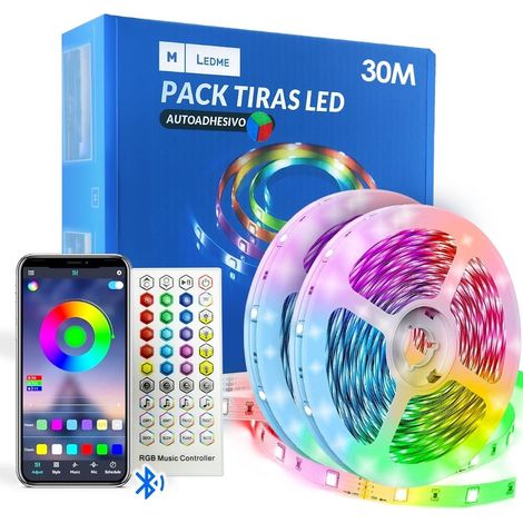 IluminaShop - Kit Tira LED 26W 24V SMD5050 16LED/m RGB IP20 con Mando + App + Fuente de Alimentacion (30 Metros) (1/4)