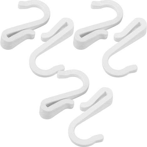 Crochets En S - Lot De 6 - Plastique Blanc - Rangement Cuisine Salle De Bain - Suspension Ustensiles Serviettes (1/5)