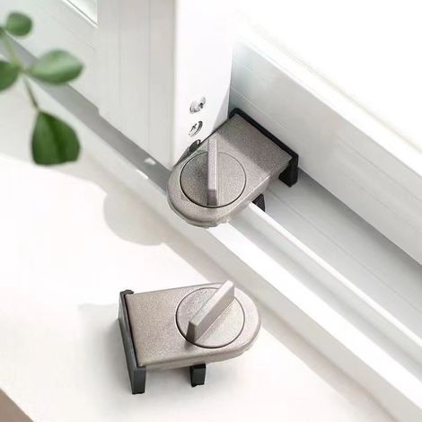 Verrou de porte coulissante en alliage d'aluminium avec butée de sécurité enfant pour portes coulissantes - Lot de 2 - FX (1/4)