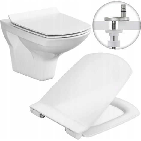 Cersanit  Abattant WC Slim Carina - 42,5 x 35,5 cm - Duroplast - Antibactérien, Facile à nettoyer