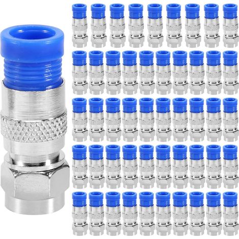 50 connecteurs coaxiaux RG6 à compression, outil de sertissage pour câble coaxial, lot de 50 pièces (1/5)
