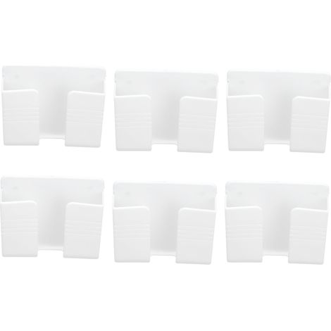 Lot de 6 supports muraux adhésifs sans trace pour chargeur de téléphone, blanc, fixation murale sans perçage pour chambre, salle de bain ou cuisine (1/5)