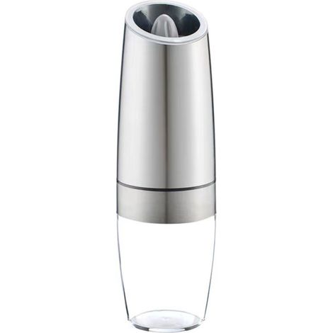 Moulin à poivre à gravité – Moulin électrique – Moulin de cuisine – Noyau en acier inoxydable/ABS/céramique – Argent