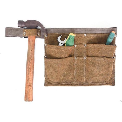 ceinture Porte-outils En Nylon Avec Poche Clous, Grandes Et Petites Poches, Boucle Pour Marteau Et Boucle Avec Mousqueton (1/5)