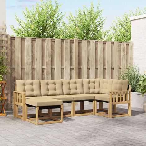 vidaXL Outdoor-Sofagarnitur mit Kissen 6 pcs Weiß und Beige (1/5)