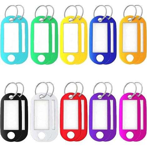 CCYKXA 50 Pieces Random Color Writable Keychains Colored Keyrings Handwritten Labels Identification Tags Colored Keychains (1/5)