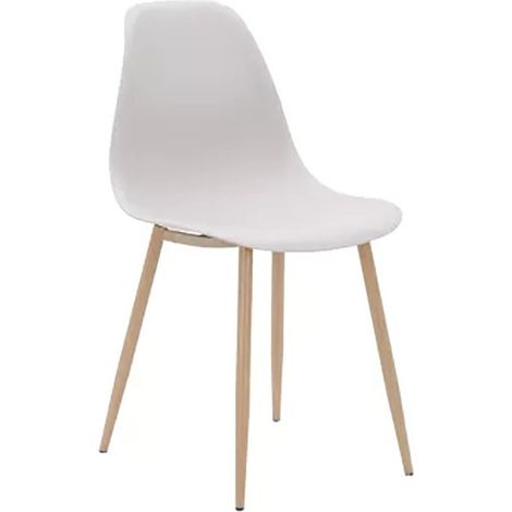Chaise PP taupe pieds métal effet bois (1/5)