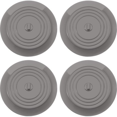 Bouchon de baignoire, bouchon de vidange en silicone, bouchon pour cheveux, couvercle à ventouse plat pour accessoires de cuisine et de salle de bain et linge (gris) (1/5)