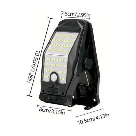 Lampe LED Solaire à Détecteur de Mouvement – Lampadaire d’Extérieur à Clipser, Rechargeable USB, IP44 pour Jardin, Patio et Terrasse