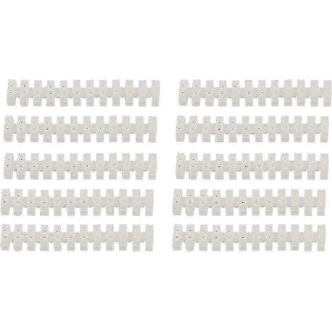 Lot de 10 bornes d'isolation de connexion de fil en plastique rigide à 12 positions 10A (blanches) (1/3)