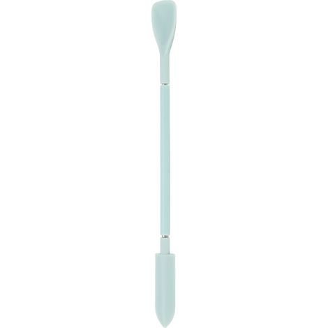 Cuillère spatule télescopique en silicone, tête verte, tête cuillère, petite spatule portative pour cuisine, cuisson, cosmétiques et maquillage (1/5)