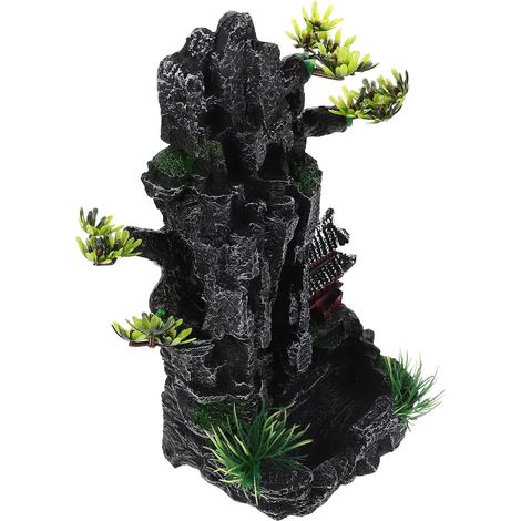 Décoration Aquarium Roche Résine Épaisse Abri Poisson Décor Paysage Montagne Artificielle pour Habitat Crevettes