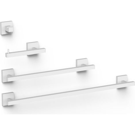Ensemble de 2 Porte-serviettes et 1 Dérouleur à papier WC Blanc mat - TRES 09598101BM