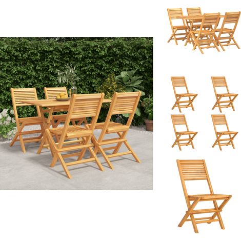 Ensemble à manger de jardin 5 pcs Bois de teck massif - Salon De Jardin - Mobilier De Jardin - Table De Jardin - Chaises De Jardin - Bois De Teck (1/5)