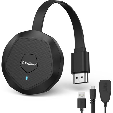 Adaptador HDMI inalámbrico de 2,4/5 GHz para TV Stick, proyector y monitor, adaptador de pantalla Wi-Fi Miracast Full HD 1080P compatible con iPhone, iPad, PC, Android y Windows.