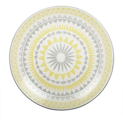 Assiette Plate Ronde en Céramique Jaune à Motifs 28 cm pour Vaisselle de Table - PANGIVO (1/3)