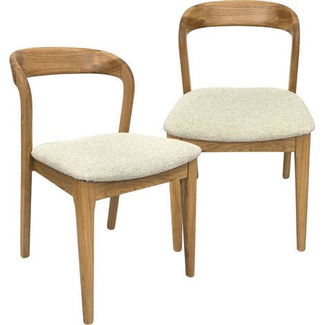 Chaise en bois de chêne et tissu Teddy (lot de 2) (1/5)