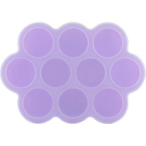 Lot de 10 pots de conservation alimentaire en silicone violet avec couvercle, réutilisables pour purées bébé maison, bacs à glaçons congélation. (1/5)
